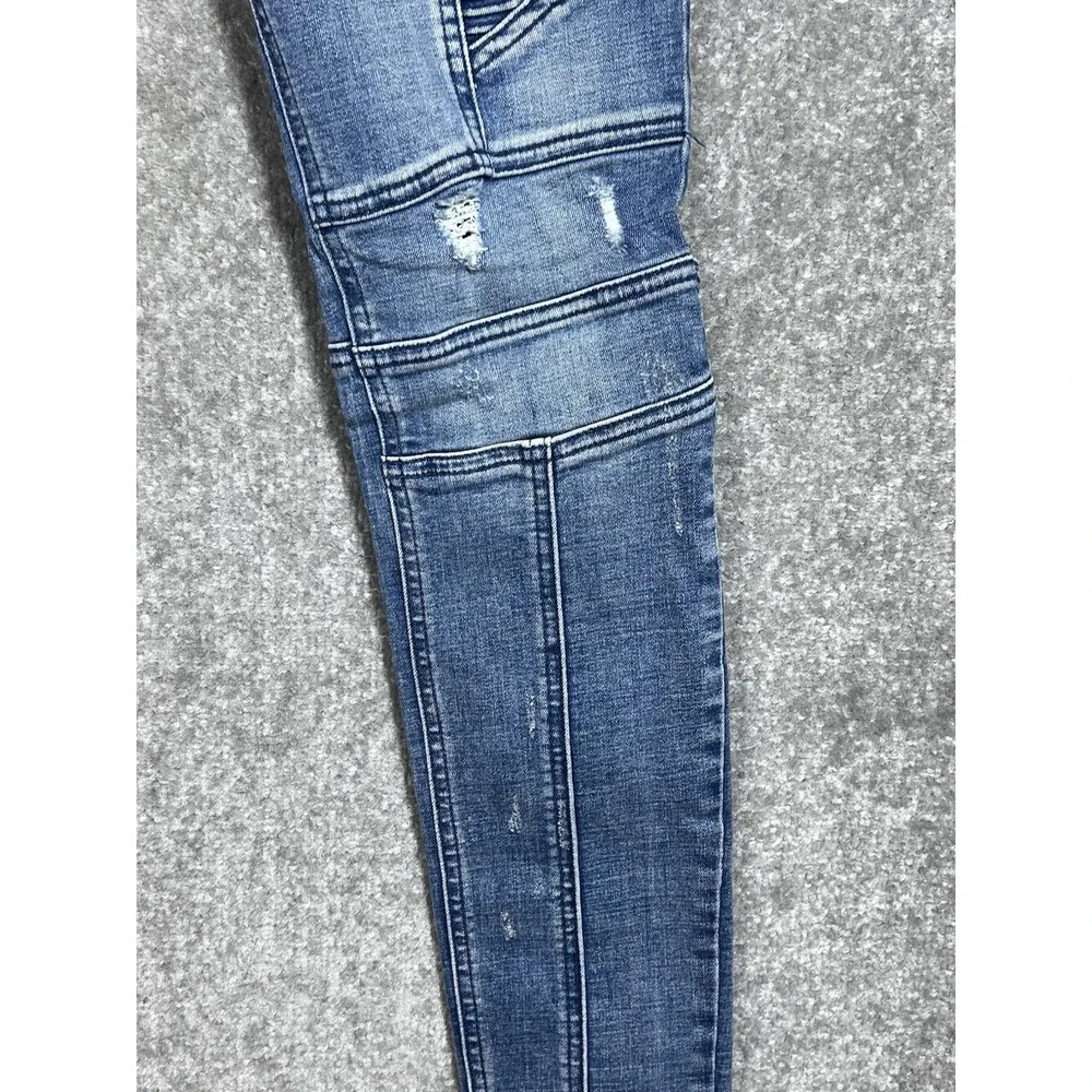 PacSun Stacked Skinny Jeans Mens 28x30 Blue Distressed Stretch Denim 5‎ Pocket